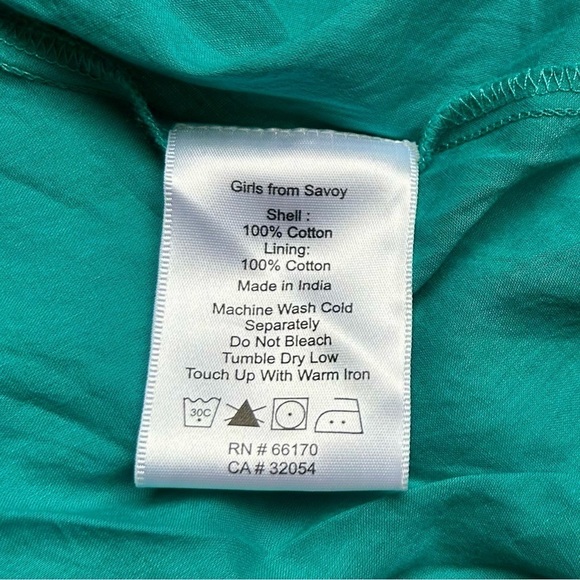 Anthropologie Girls From Savoy Teal Painted Ikat Strapless Dress Southwest Sz 4 - Picture 15 of 15